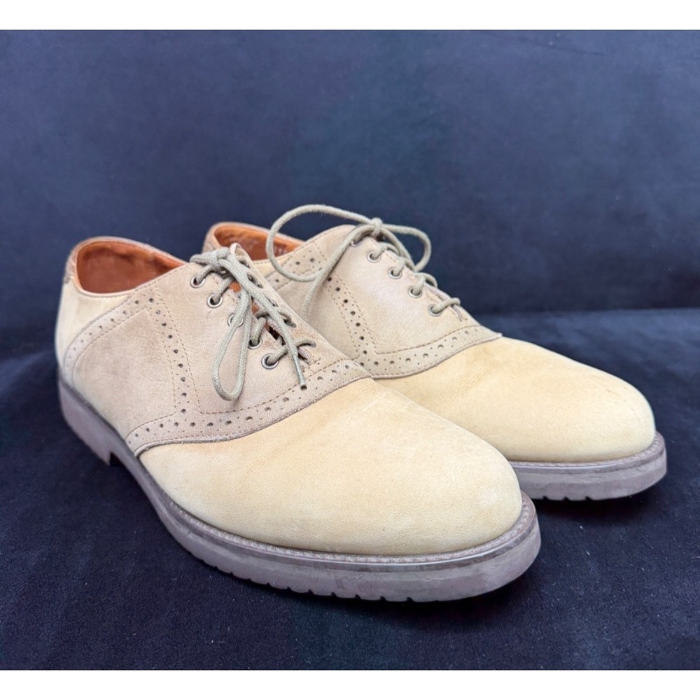 Vibram Gumlite Tan Oxford Shoe Saddle Shoe Lace Up Made In Italy Men's 7.5D